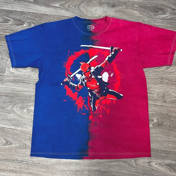 Marvel Deadpool‎ T-Shirt Tie Dye Graphic Print Superhero Comic Book Fan Large - Picture 1 of 6